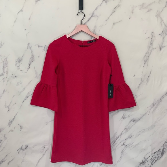 NWT Black Tape_ Fuchsia Bell-Sleeve Dress - Picture 1 of 4